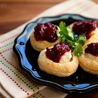 Raspberry Chili Goat Cheese Puffs