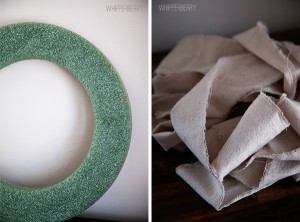 wreath form and fabric strips