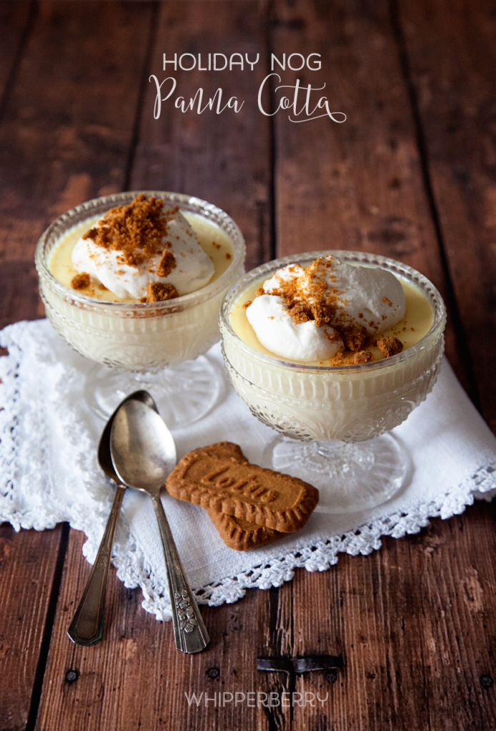 Holiday Nog Panna Cotta Topped with Bischoff Cookie Crumbles