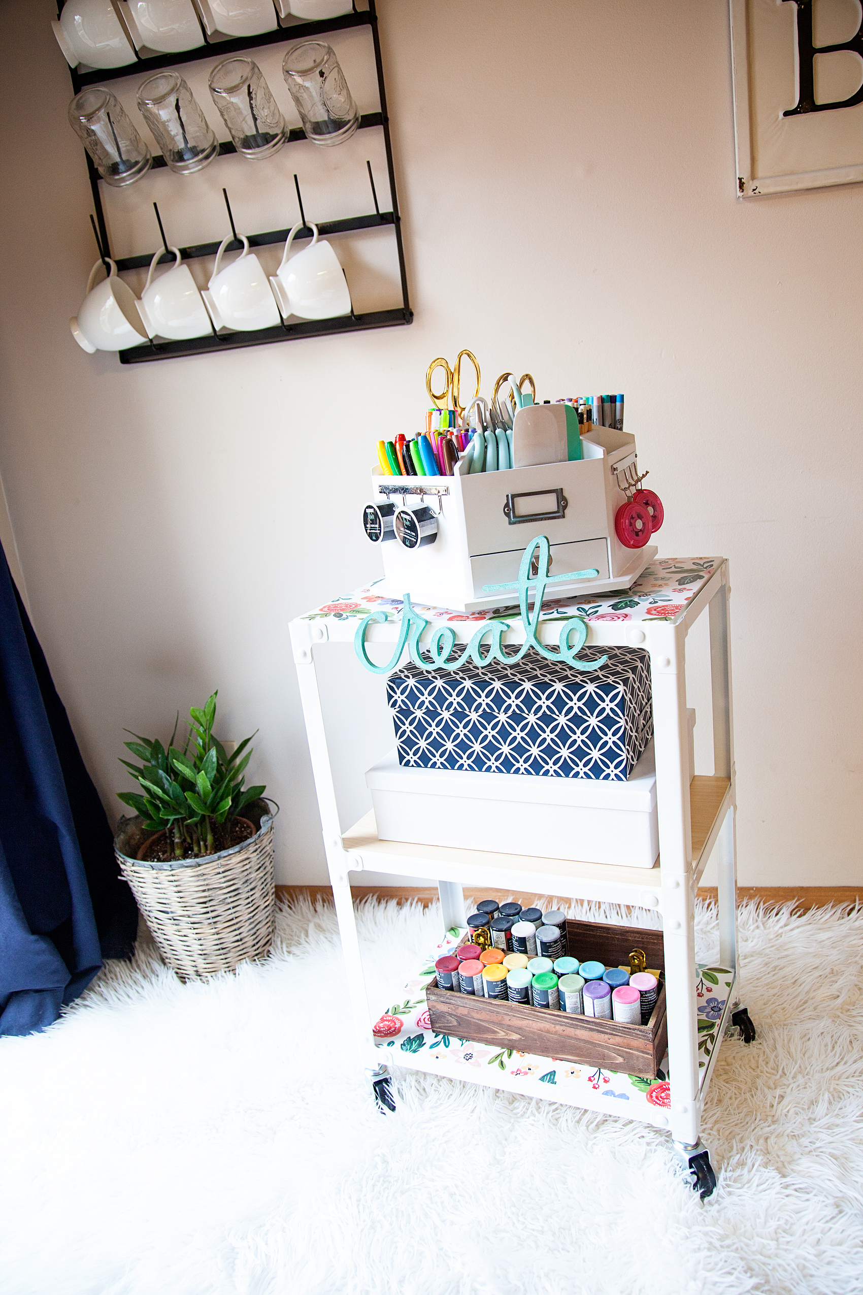 Creative station to inspire the entire family to create. Grab all of your supplies at Michaels Craft Stores and dress it up in a way that will inspire you and your family everyday.