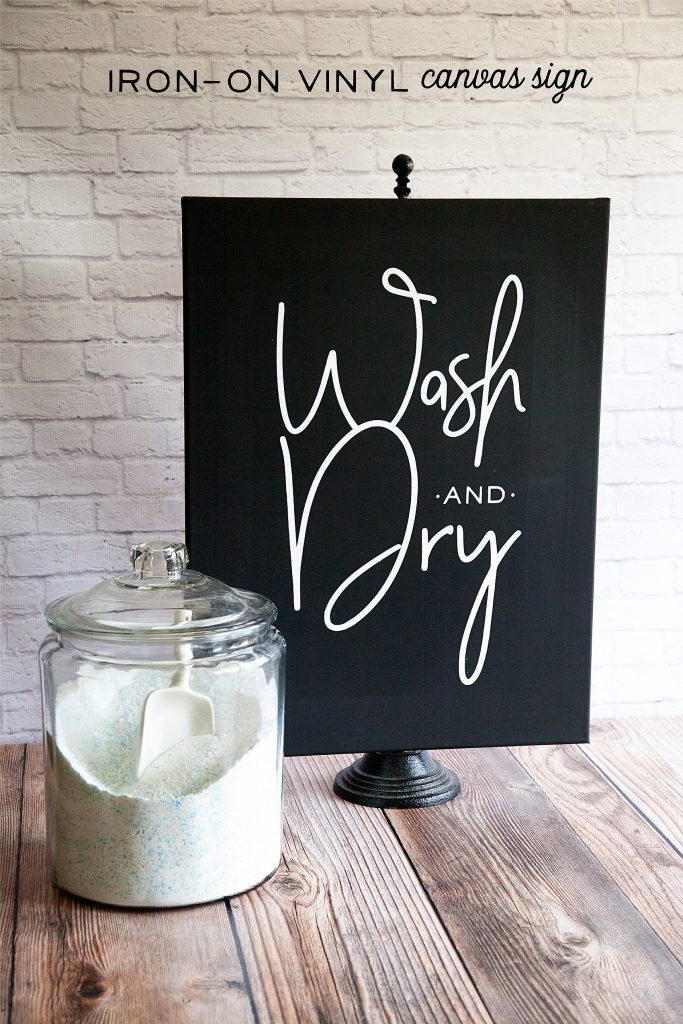 Fixer-Upper inspired Wash and Dry Sign created by WhipperBerry • Create this easy to make sign using your @cricut® machine and their Iron-On Vinyl •  Download the digital design file at WhipperBerry.com