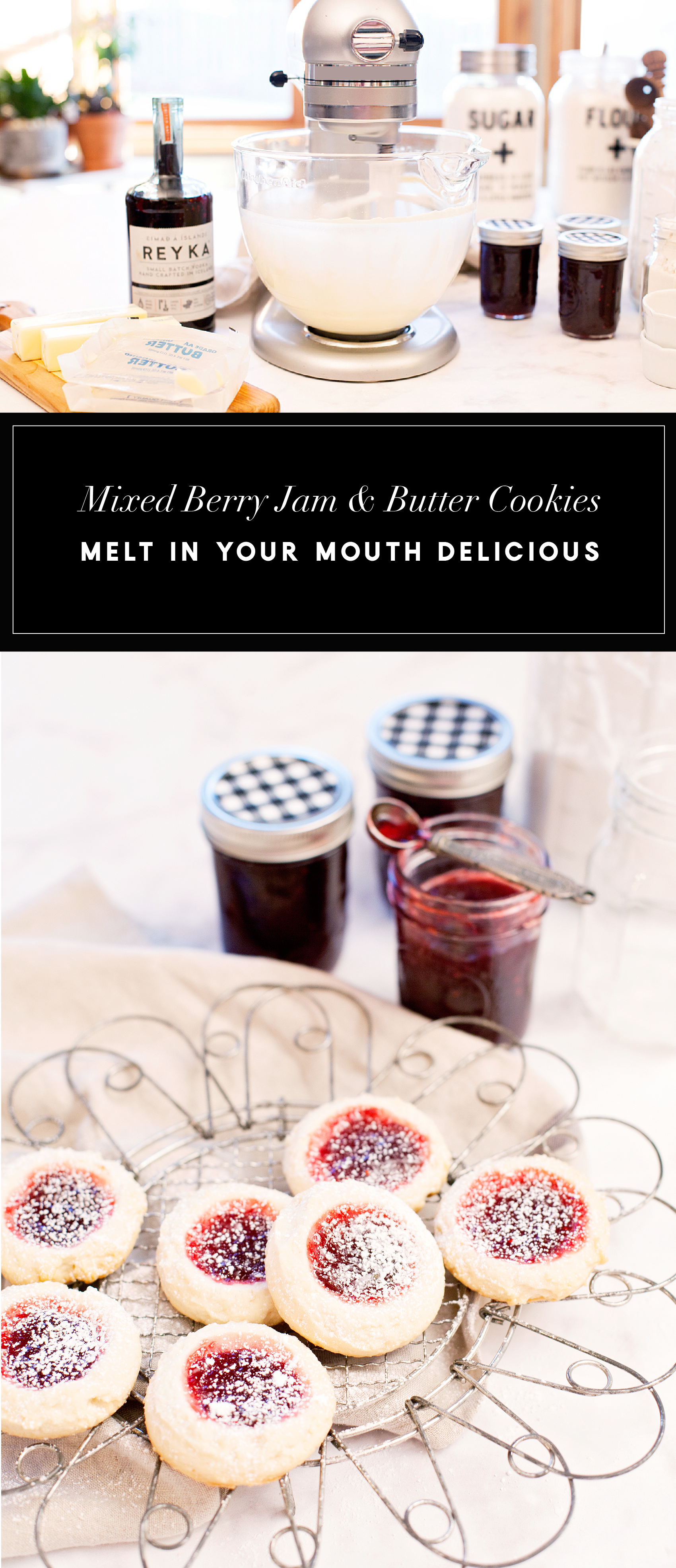 Is there anything better than the smell of cookies baking in the oven? On of my favorites is my Mixed Berry Jam and Butter cookies. The butter cookie literally melts in your mouth and then the jam follows with a burst of berry flavor in your mouth... Oh my, it's soooo good!! Come on over to WhipperBerry to learn how to make these tasty treats!