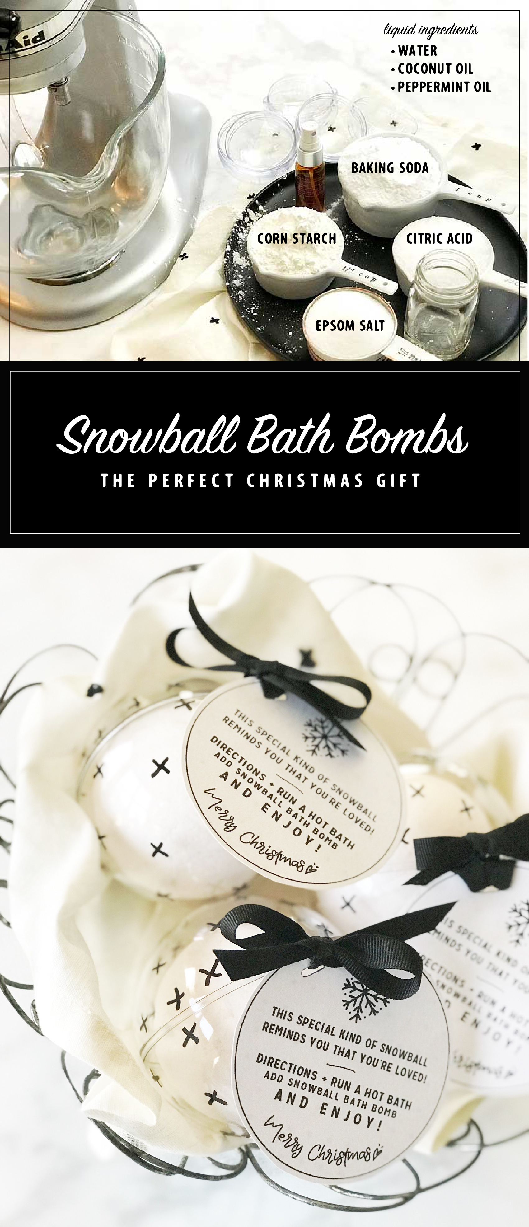 SNOWBALL BATH BOMBS Looking for a simple Christmas gift for friends and neighbors? This simple to make snowball bath bomb will quickly become your favorite gift to give this holiday season!