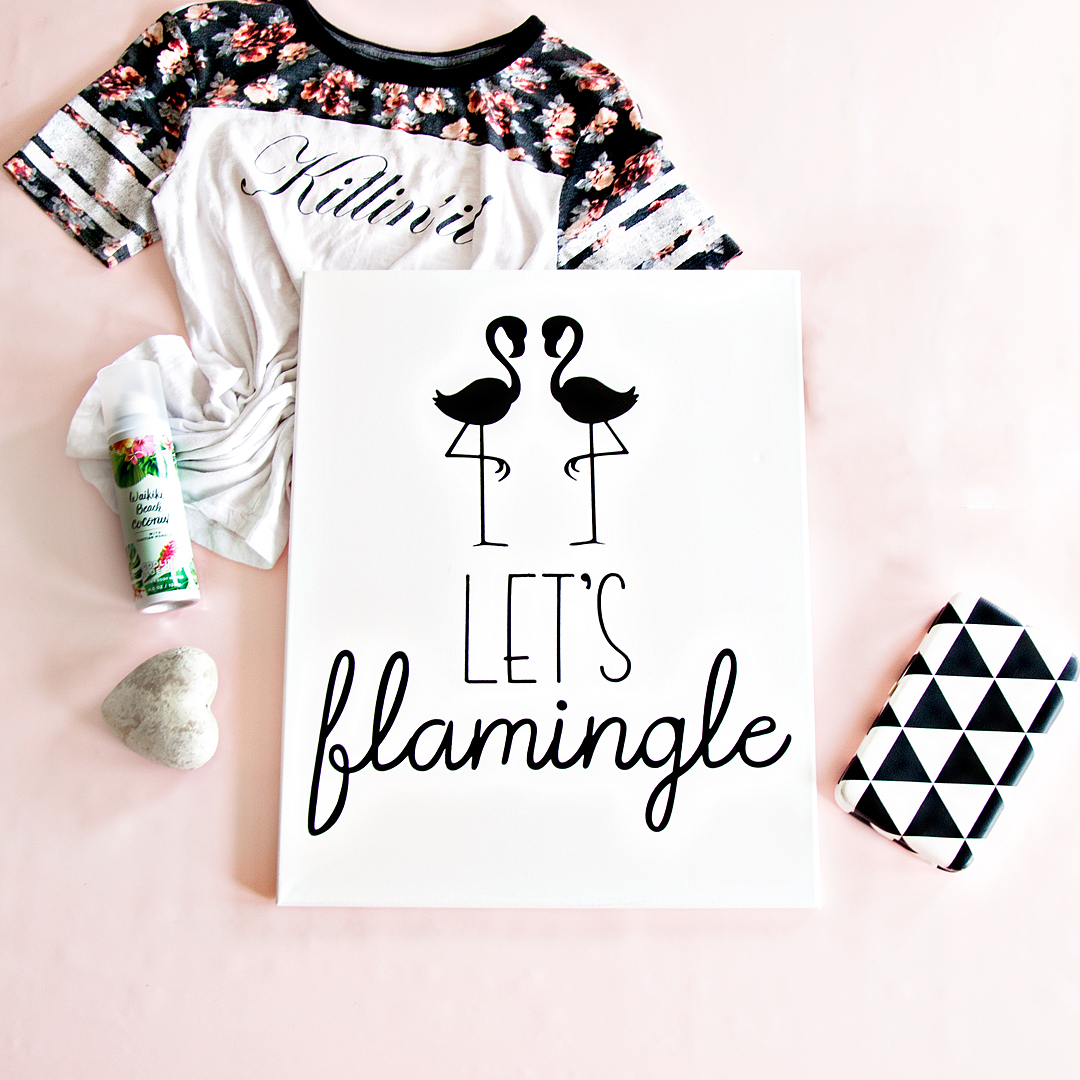 Let's Flamingle Sign - Sign Making 101 from WhipperBerry - This sign is great for a porch sign, party sign or a teen girls bedroom. It's simple, it's cute and really... Who doesn't love a FLAMINGO!