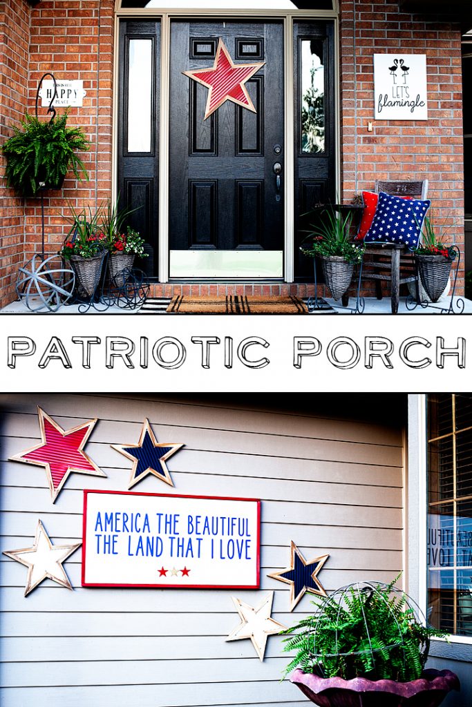 Patriotic front porch design for the 4th of July • Let's Flamingle Sign • Sign Making 101 • WhipperBerry