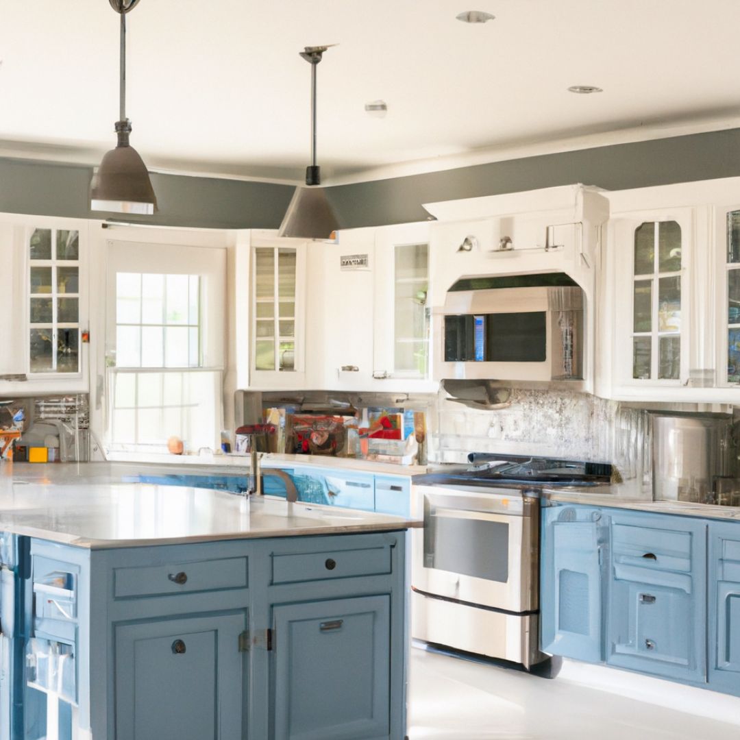 Light Blue Chalk Painted Cabinets  