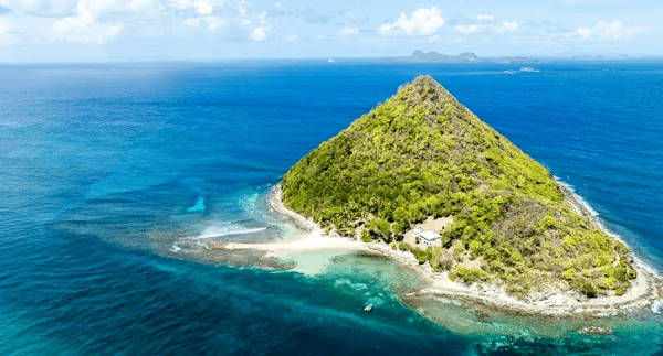 Breathtaking island surrounded by ocean waves