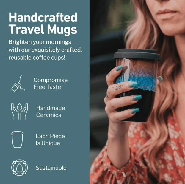 handcrafted travel mugs