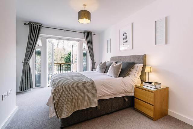 A cozy bedroom with a large bed