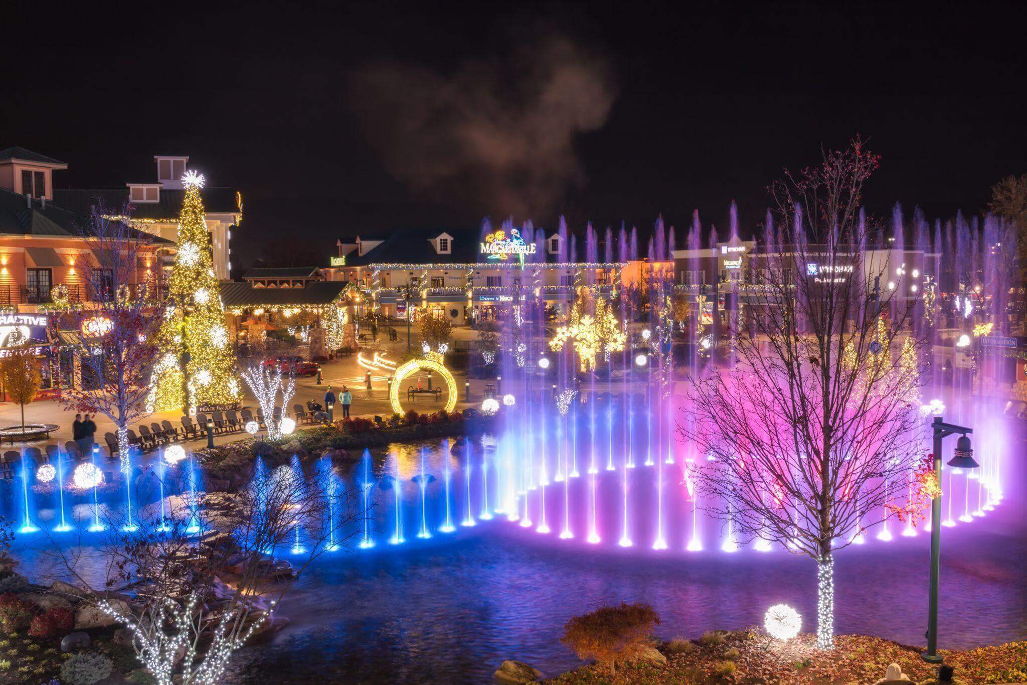 Colorful light and water show, a fun