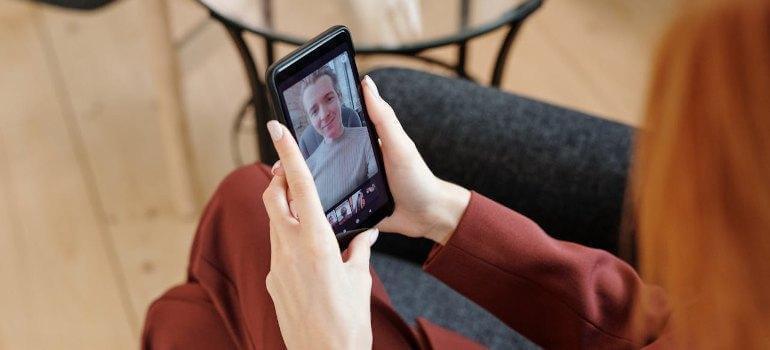 Woman on a call with a cell