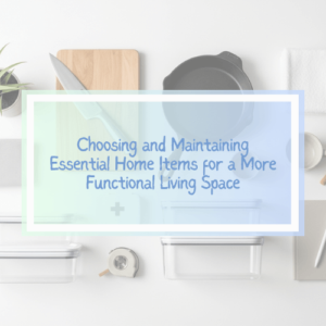 Kitchen with text about essential home items