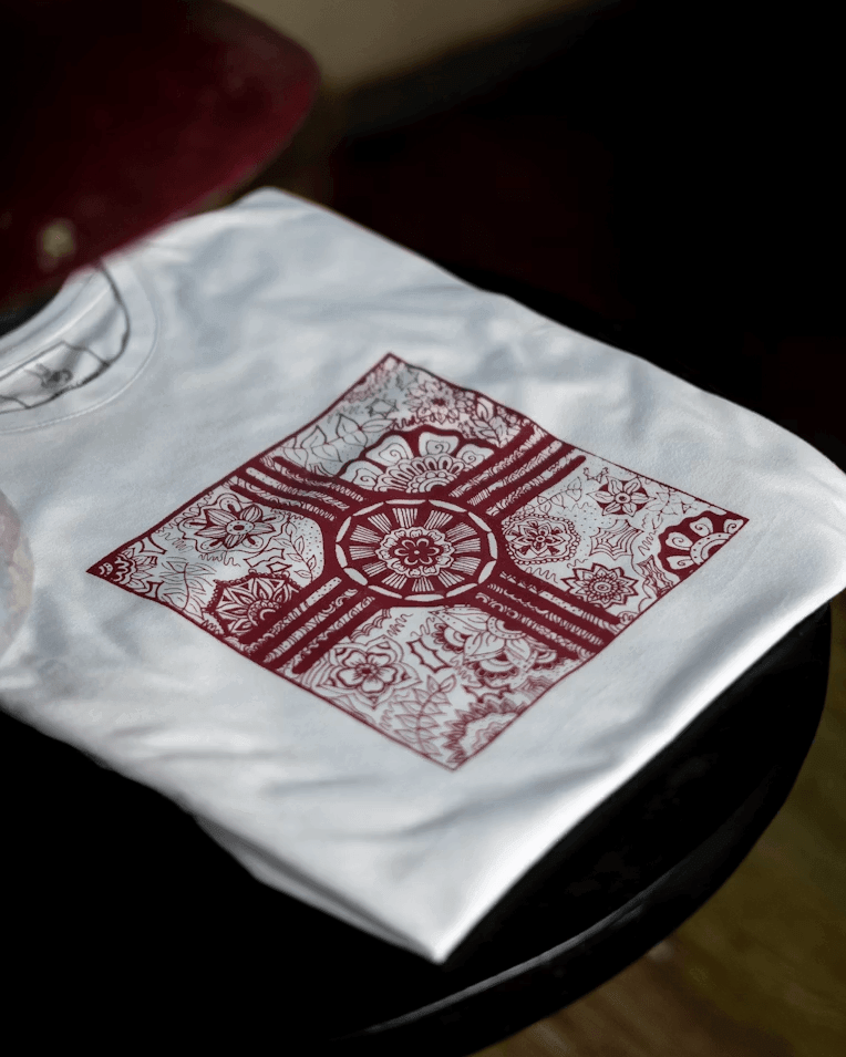 White t-shirt with a handmade