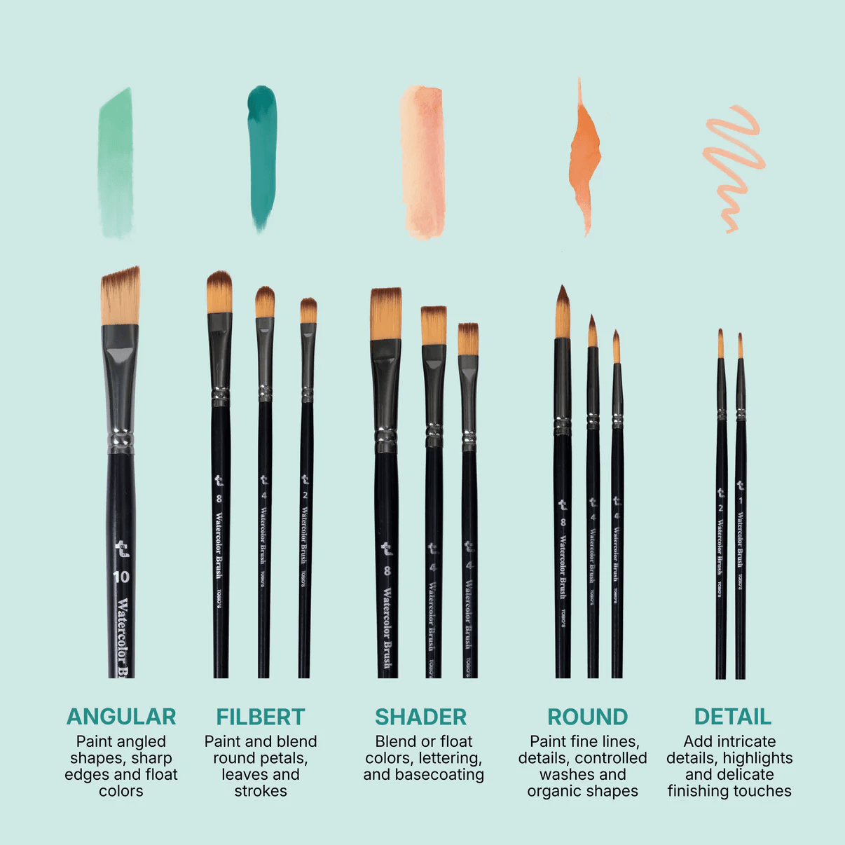 Different types of makeup brushes
