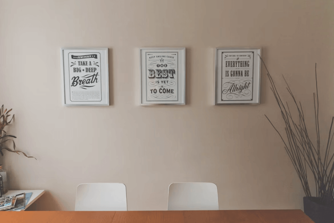 Dining room with DIY printable wall art posters