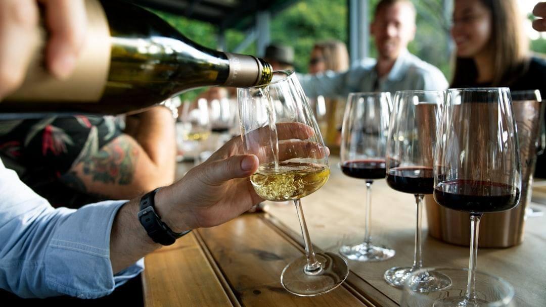 Group of friends enjoying a wine tasting
