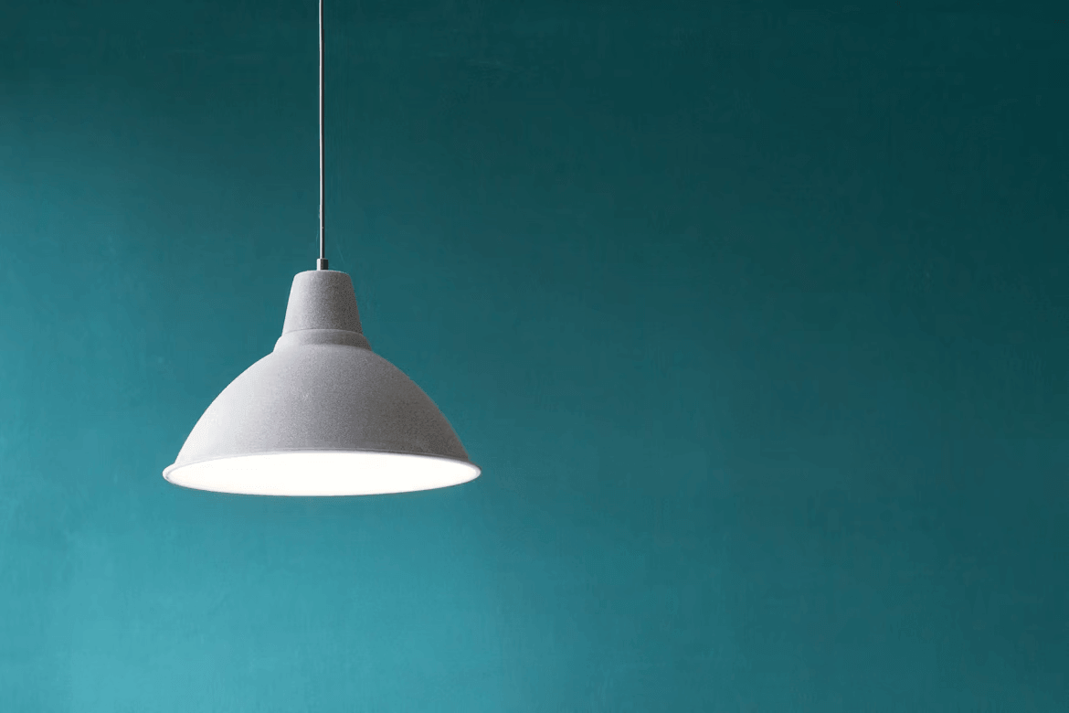White pendant light fixture in a modern room