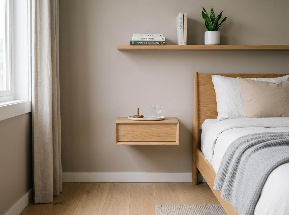 Small bedroom with bed, nightstand, and window